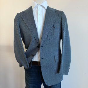 Vintage CREKETEER Mens Blazer Sport coat Jacket 42R Blue Safari Jacket Knit